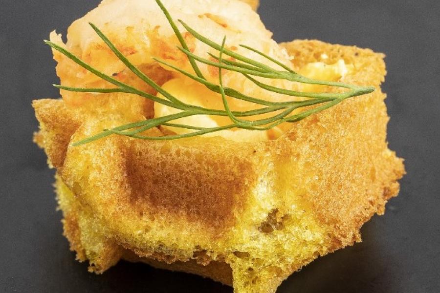 Mini gaufre salée safran écrevisse Mini gaufre salée safran écrevisse